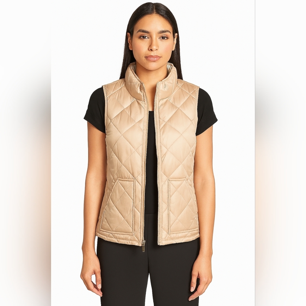 NWT KATE SPADE Full Zip Quilted Toasted Peanut VEST KSVK23768L-MA Size S,L, XL